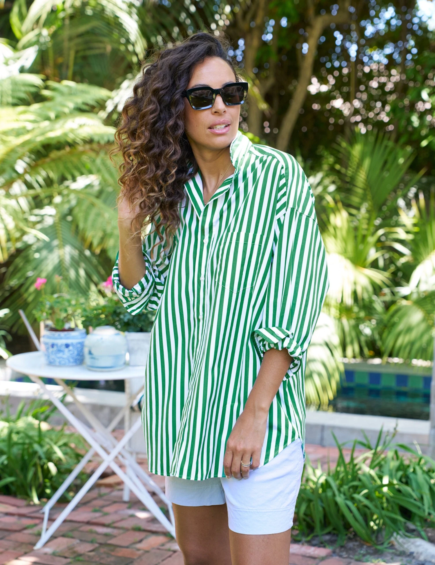 SHIRLEY Wide Green Stripe, Superluxe