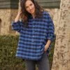 SHIRLEY Blue And Black Plaid, Flannel
